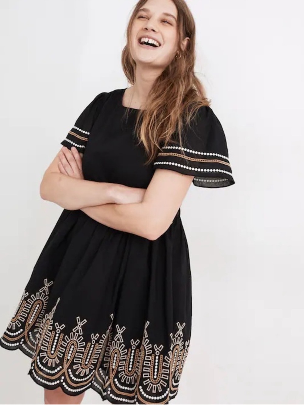Embroidered Eyelet Puff Sleeve Mini dress